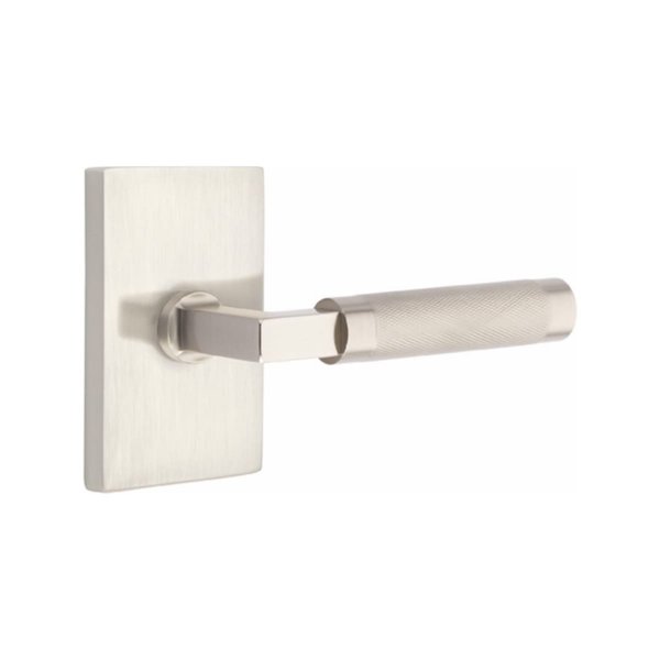 Emtek L-Square Stem Knurled Lever Left Hand 2-3/8 in Backset Passage for 1-1/4 in to 2 in Door 5112US15.LSUS15.KNUS15.LH